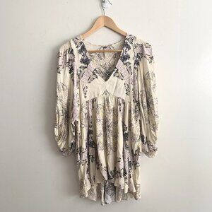 Free People Girl Talk Tunic In Ivory Size Small Boho Retro Y2K Indie Lagenlook